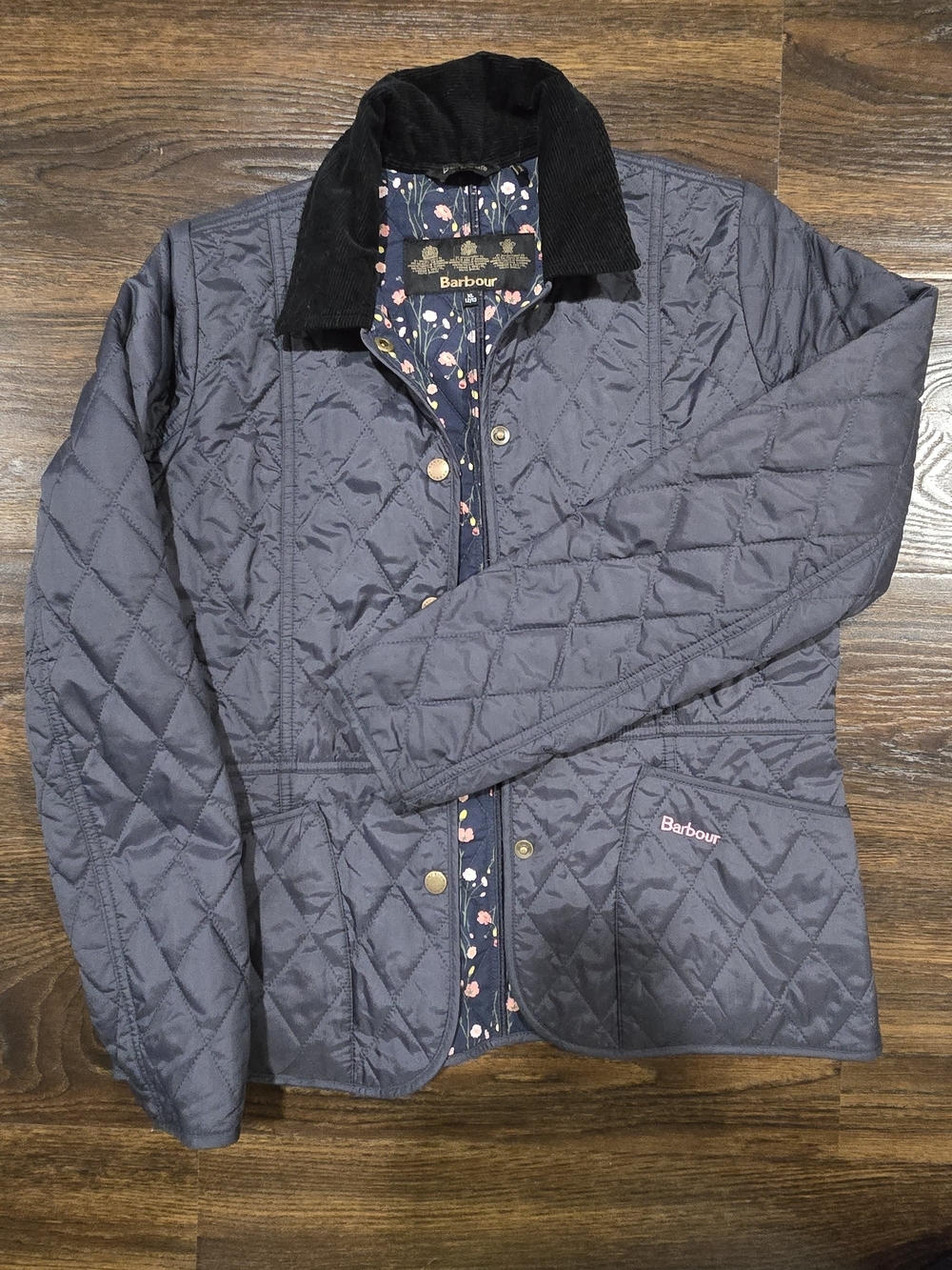 Barbour Kids Quilted Lightweight Jacket with Black Cord Collar